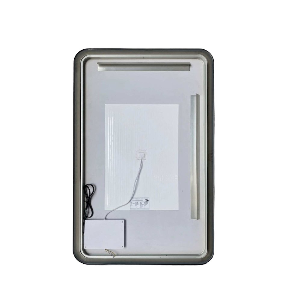 48 Inch Rectangle LED Front and Backlit Wall Mirror in Black. Picture 7