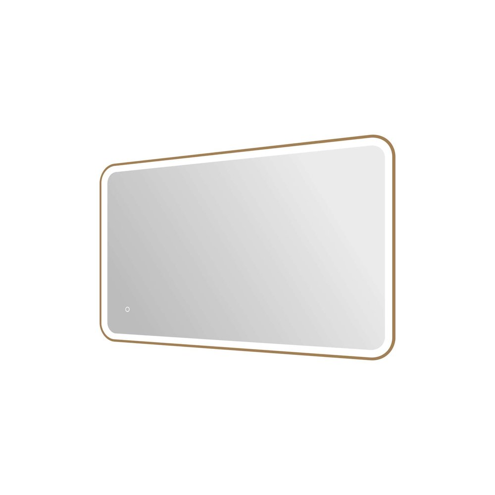 48 Inch Rectangle LED Front and Backlit Wall Mirror in Satin Gold. Picture 6