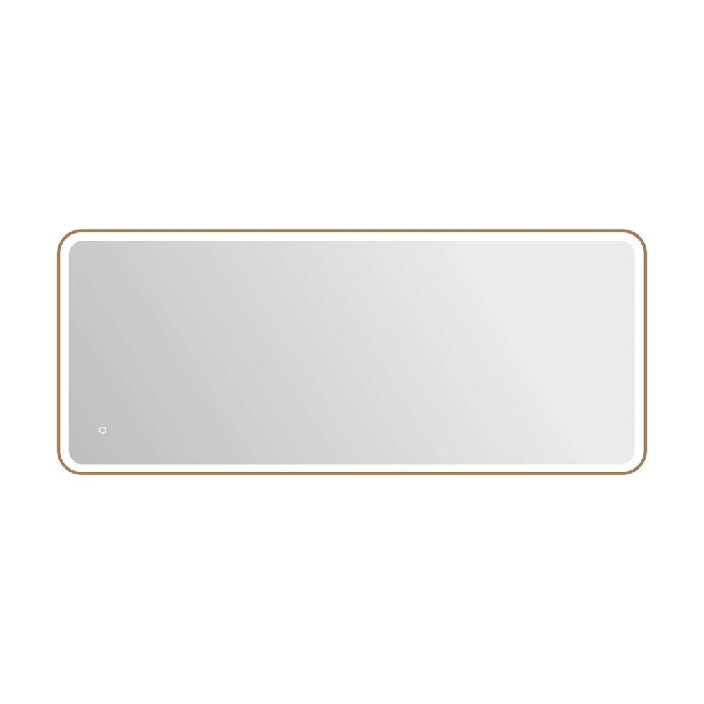 72 Inch Rectangle LED Front and Backlit Wall Mirror in Satin Gold. Picture 1