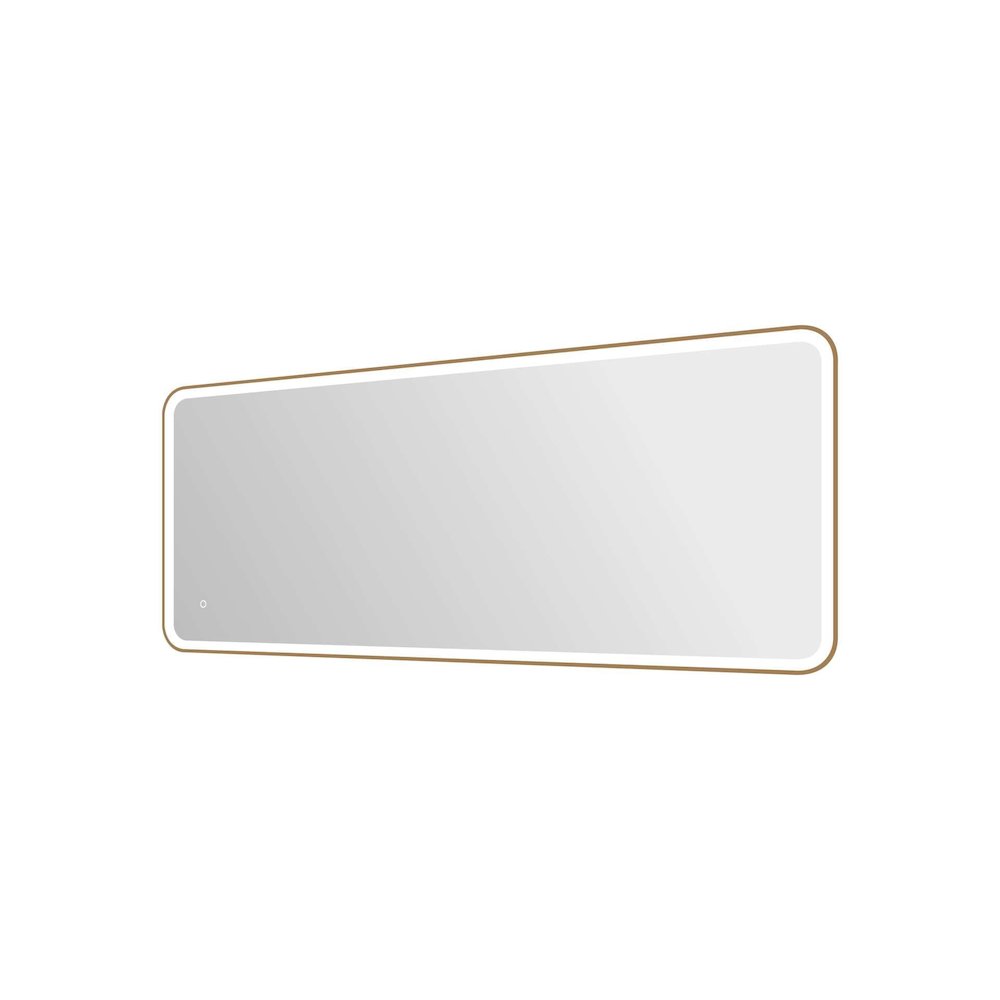 72 Inch Rectangle LED Front and Backlit Wall Mirror in Satin Gold. Picture 6