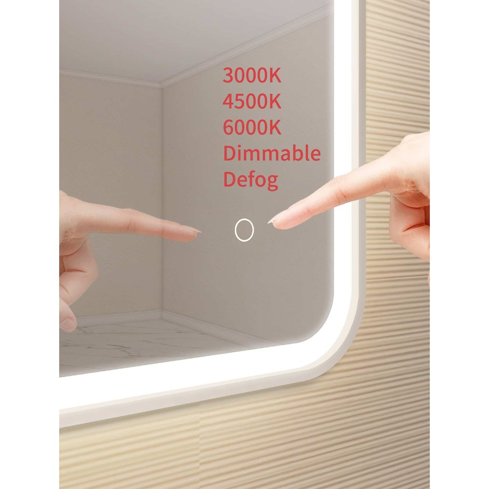 72 Inch Rectangle LED Front and Backlit Wall Mirror in Silver. Picture 8