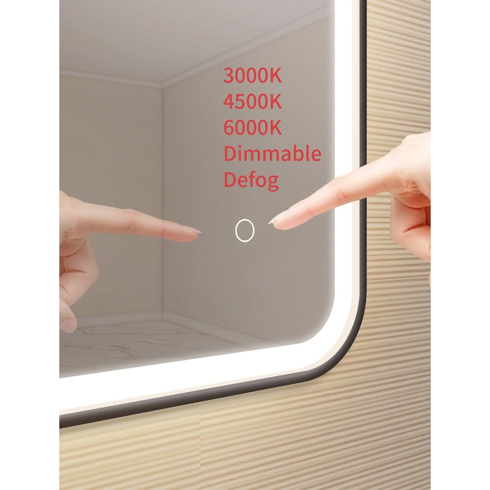 33 Round LED Front and Backlit Wall Mirror in Black. Picture 8