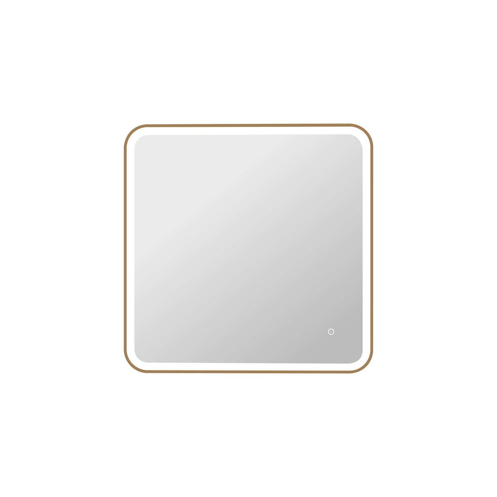 33 Round LED Front and Backlit Wall Mirror in Satin Gold. Picture 1
