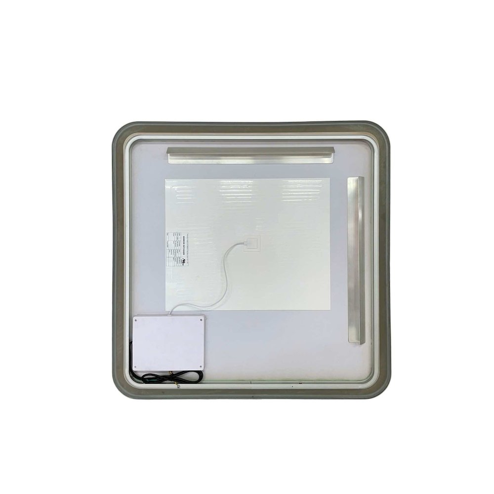 33 Round LED Front and Backlit Wall Mirror in Silver. Picture 7