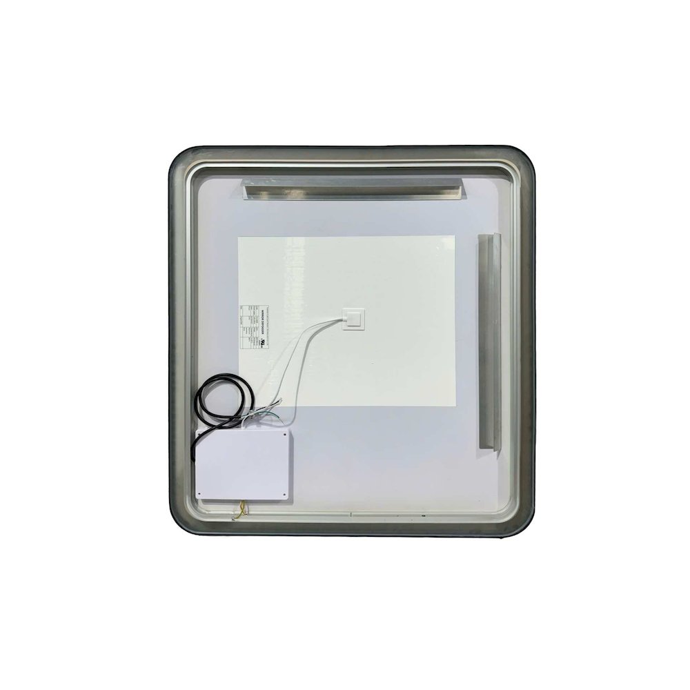 36 Round LED Front and Backlit Wall Mirror in Black. Picture 7