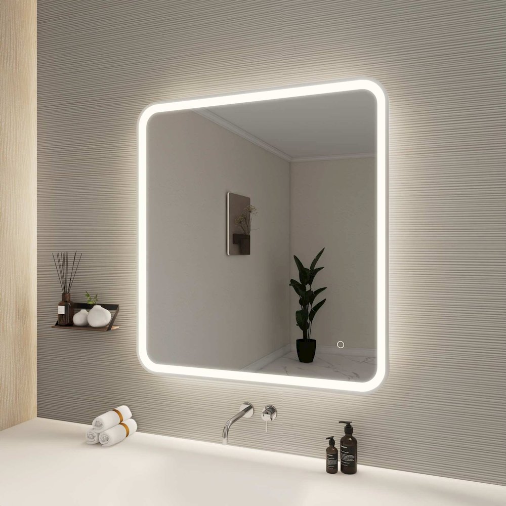 36 Round LED Front and Backlit Wall Mirror in Silver. Picture 3