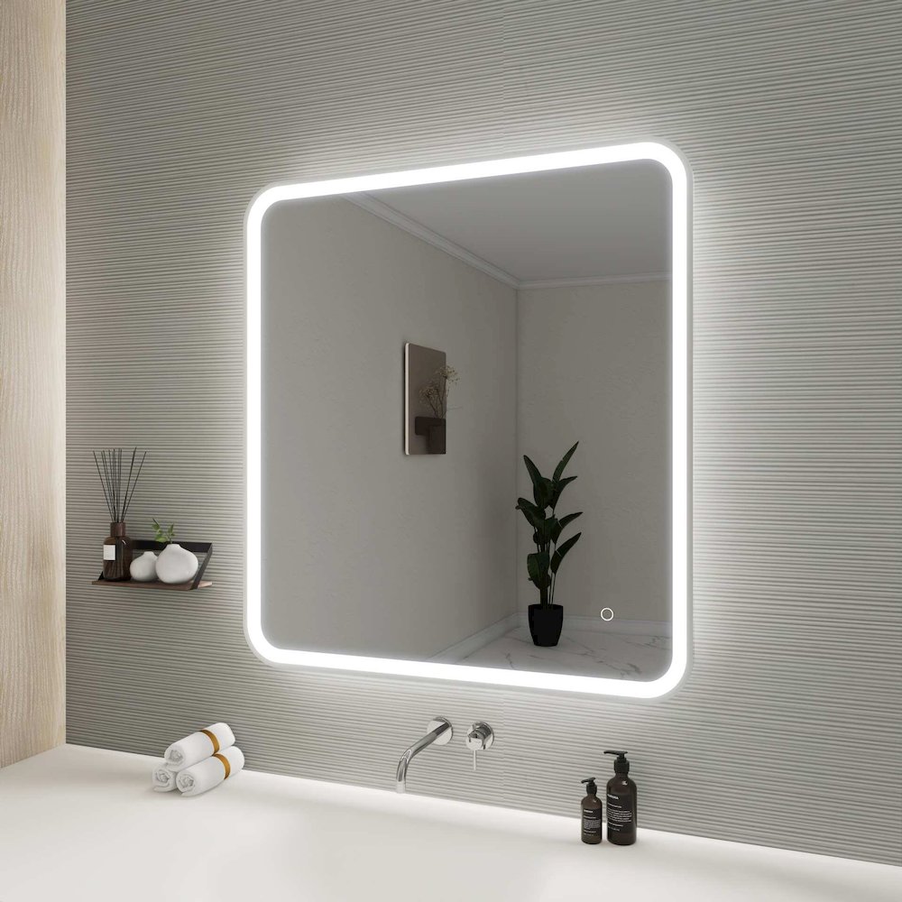 36 Round LED Front and Backlit Wall Mirror in Silver. Picture 5