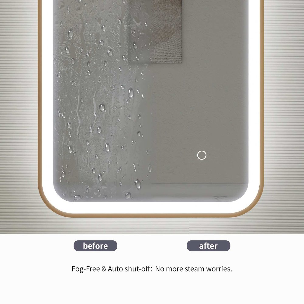42 Round LED Front and Backlit Wall Mirror in Satin Gold. Picture 15