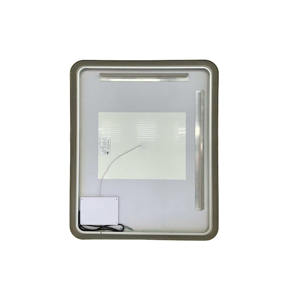 42 Round LED Front and Backlit Wall Mirror in Satin Gold. Picture 7