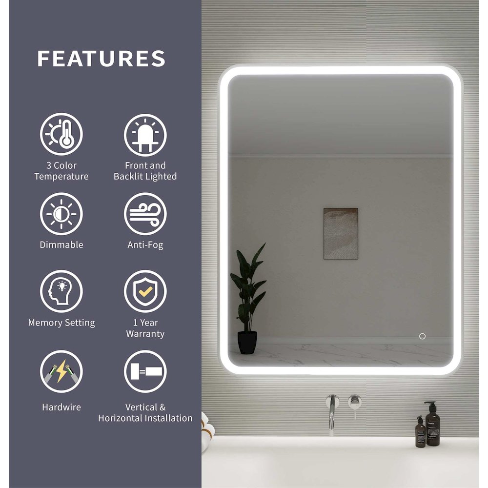 42 Round LED Front and Backlit Wall Mirror in Silver. Picture 11