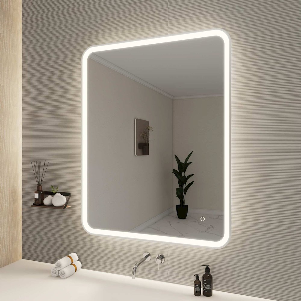 42 Round LED Front and Backlit Wall Mirror in Silver. Picture 3