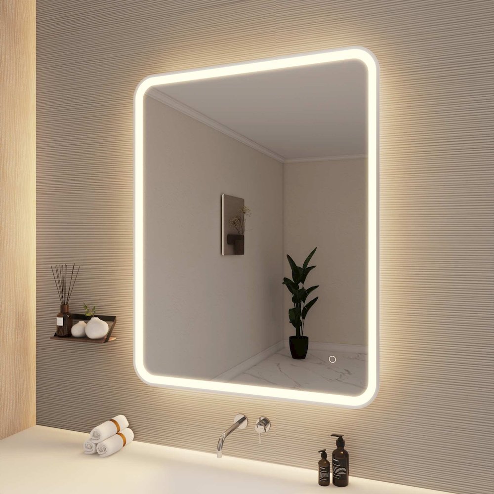 42 Round LED Front and Backlit Wall Mirror in Silver. Picture 4
