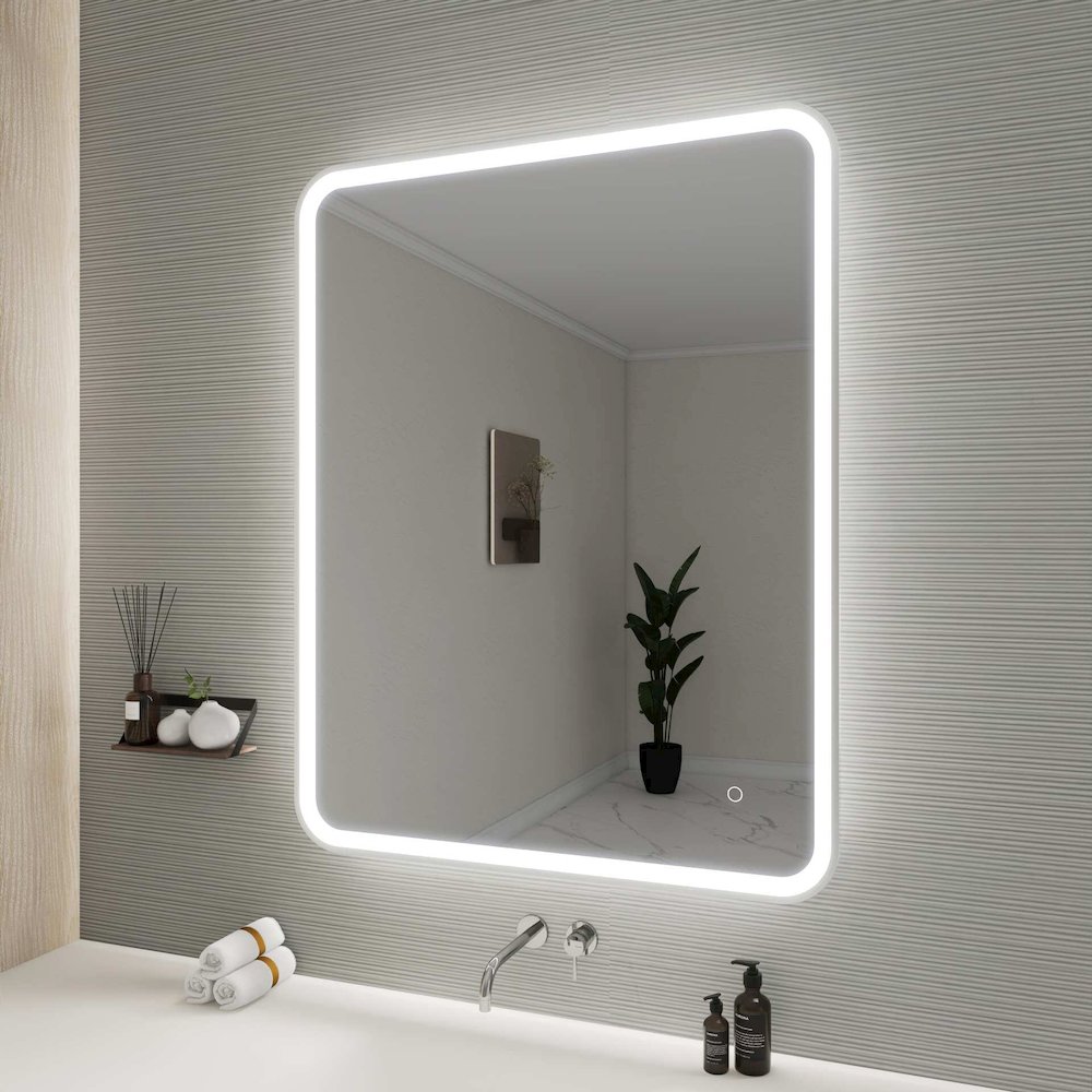42 Round LED Front and Backlit Wall Mirror in Silver. Picture 5