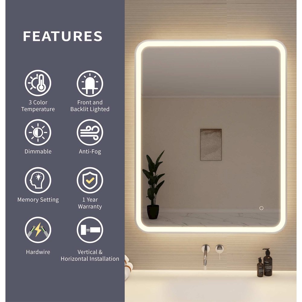 42 Round LED Front and Backlit Wall Mirror in Silver. Picture 9
