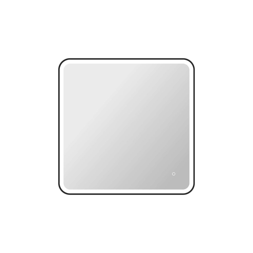 36 Round LED Front and Backlit Wall Mirror in Black. Picture 1