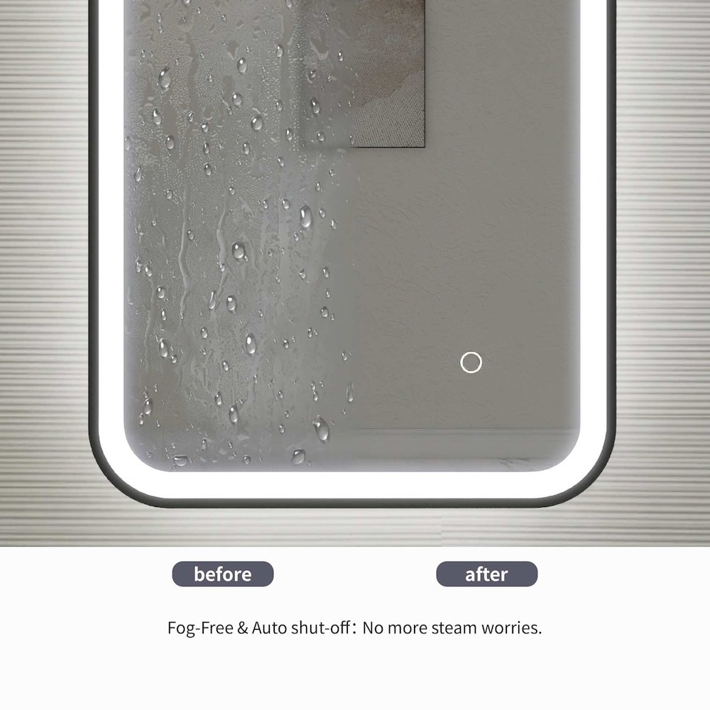 36 Round LED Front and Backlit Wall Mirror in Black. Picture 15