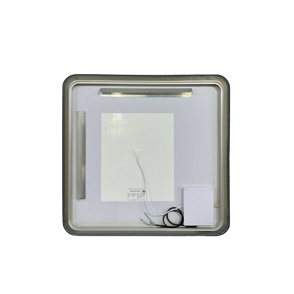 36 Round LED Front and Backlit Wall Mirror in Black. Picture 7
