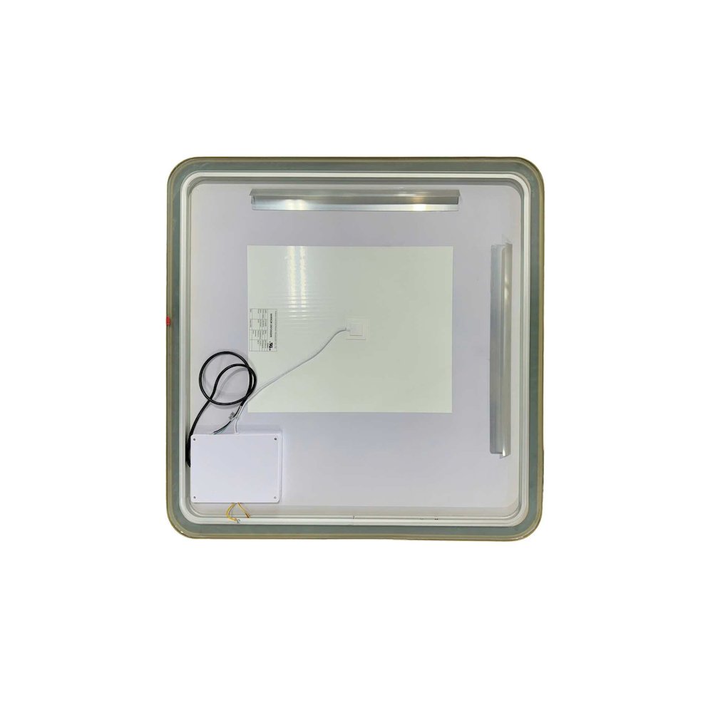36 Round LED Front and Backlit Wall Mirror in Satin Gold. Picture 7