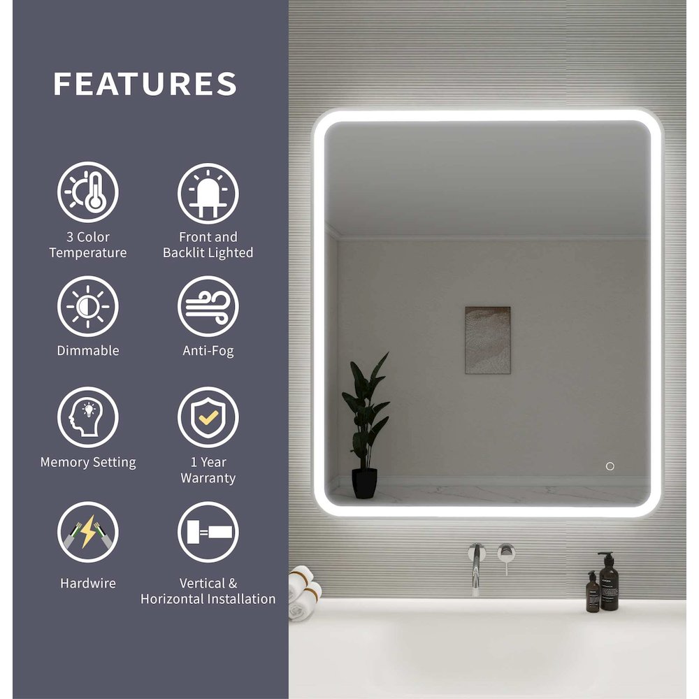 42 Round LED Front and Backlit Wall Mirror in Silver. Picture 11