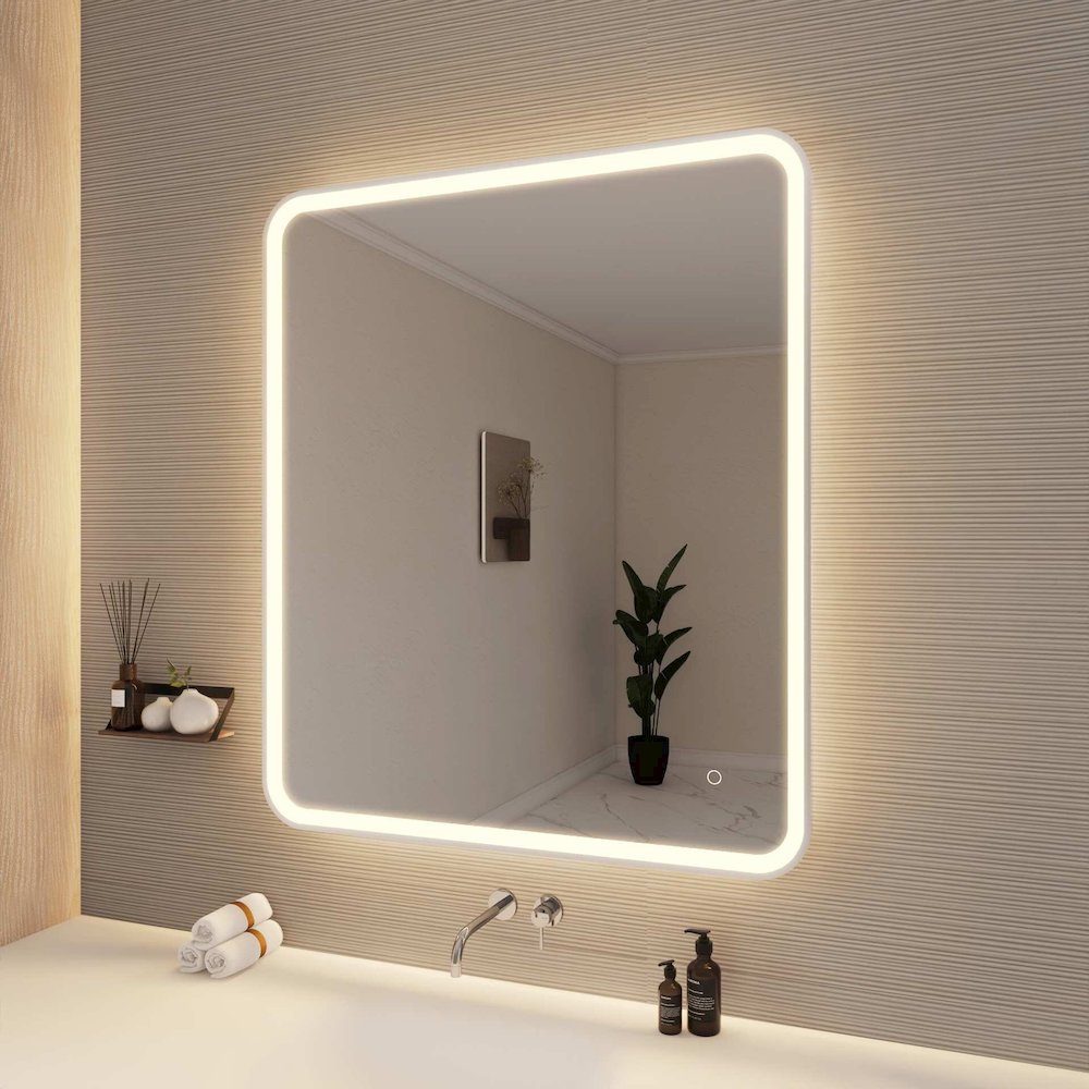42 Round LED Front and Backlit Wall Mirror in Silver. Picture 4