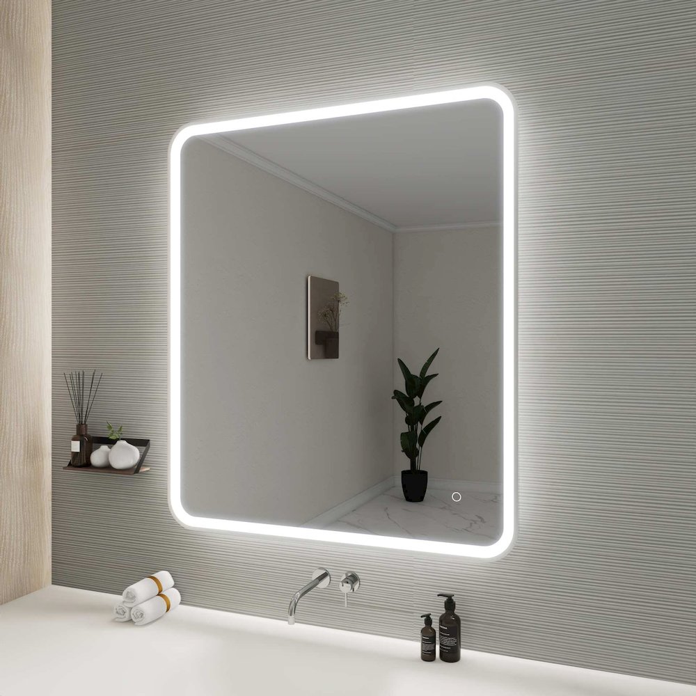 42 Round LED Front and Backlit Wall Mirror in Silver. Picture 5