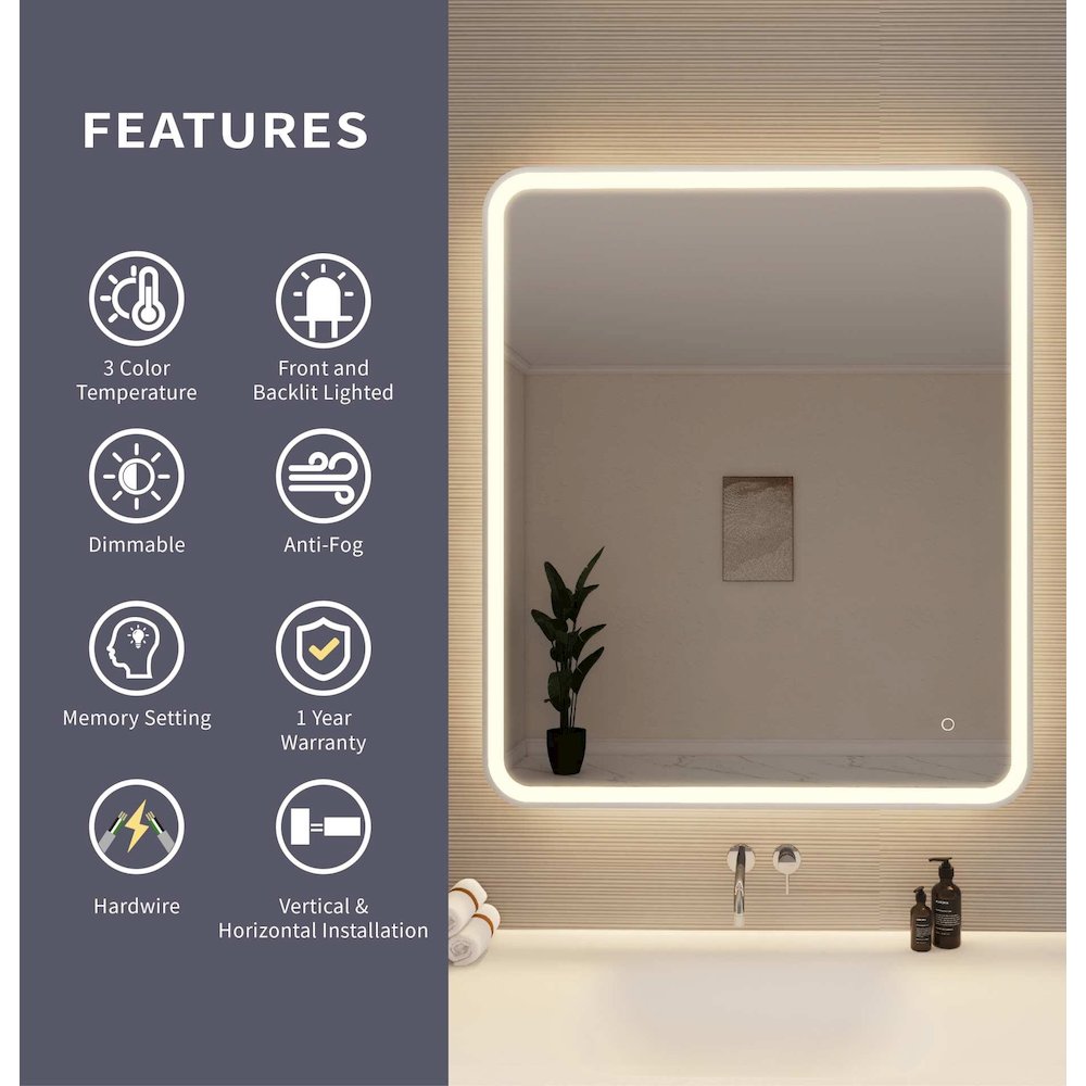 42 Round LED Front and Backlit Wall Mirror in Silver. Picture 9