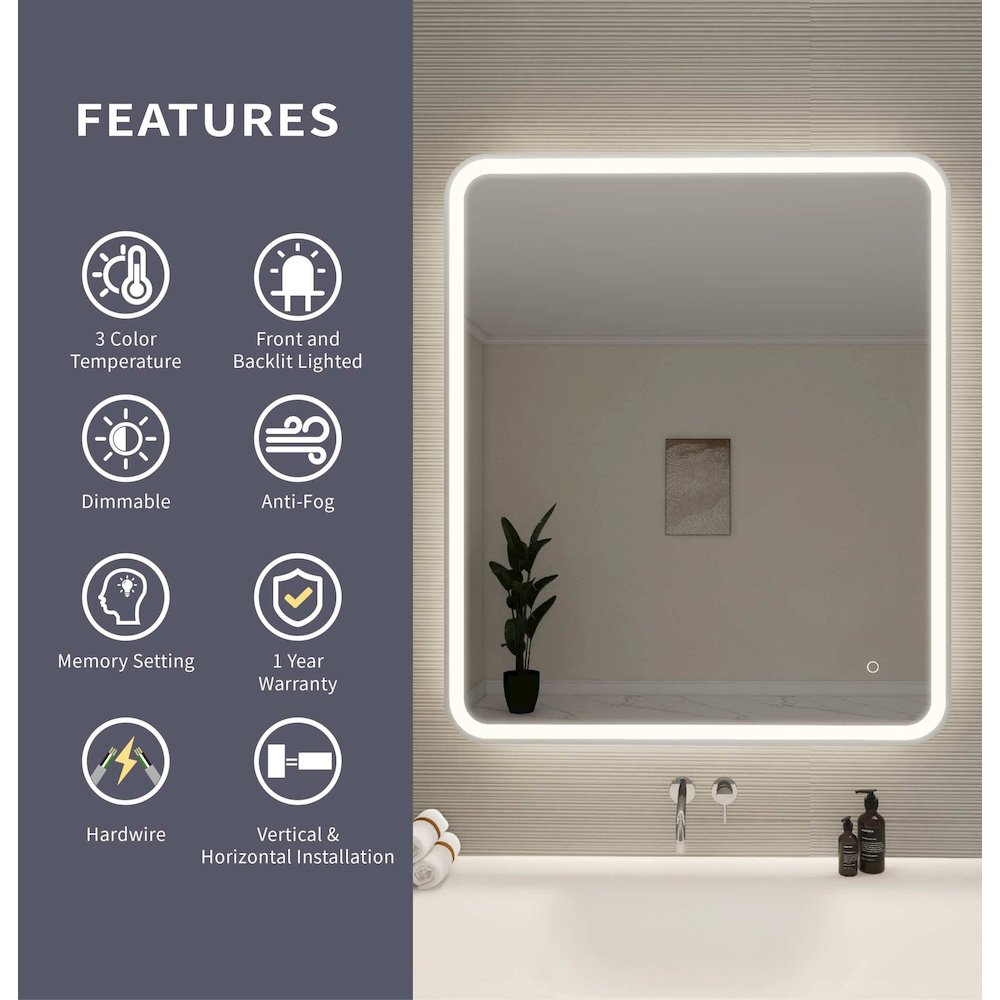 42 Round LED Front and Backlit Wall Mirror in Silver. Picture 10