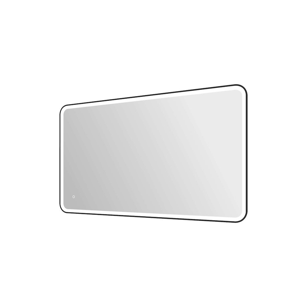 60 Round LED Front and Backlit Wall Mirror in Black. Picture 6