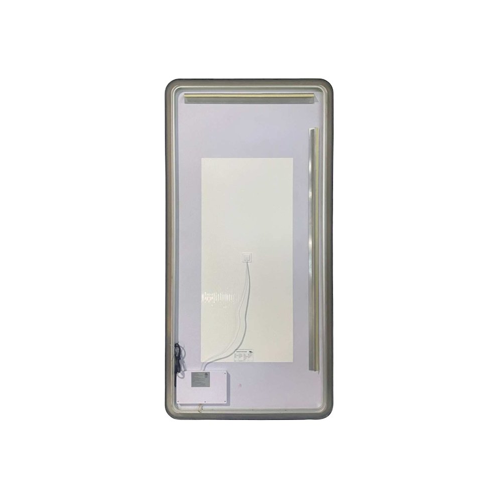 60 Round LED Front and Backlit Wall Mirror in Black. Picture 7