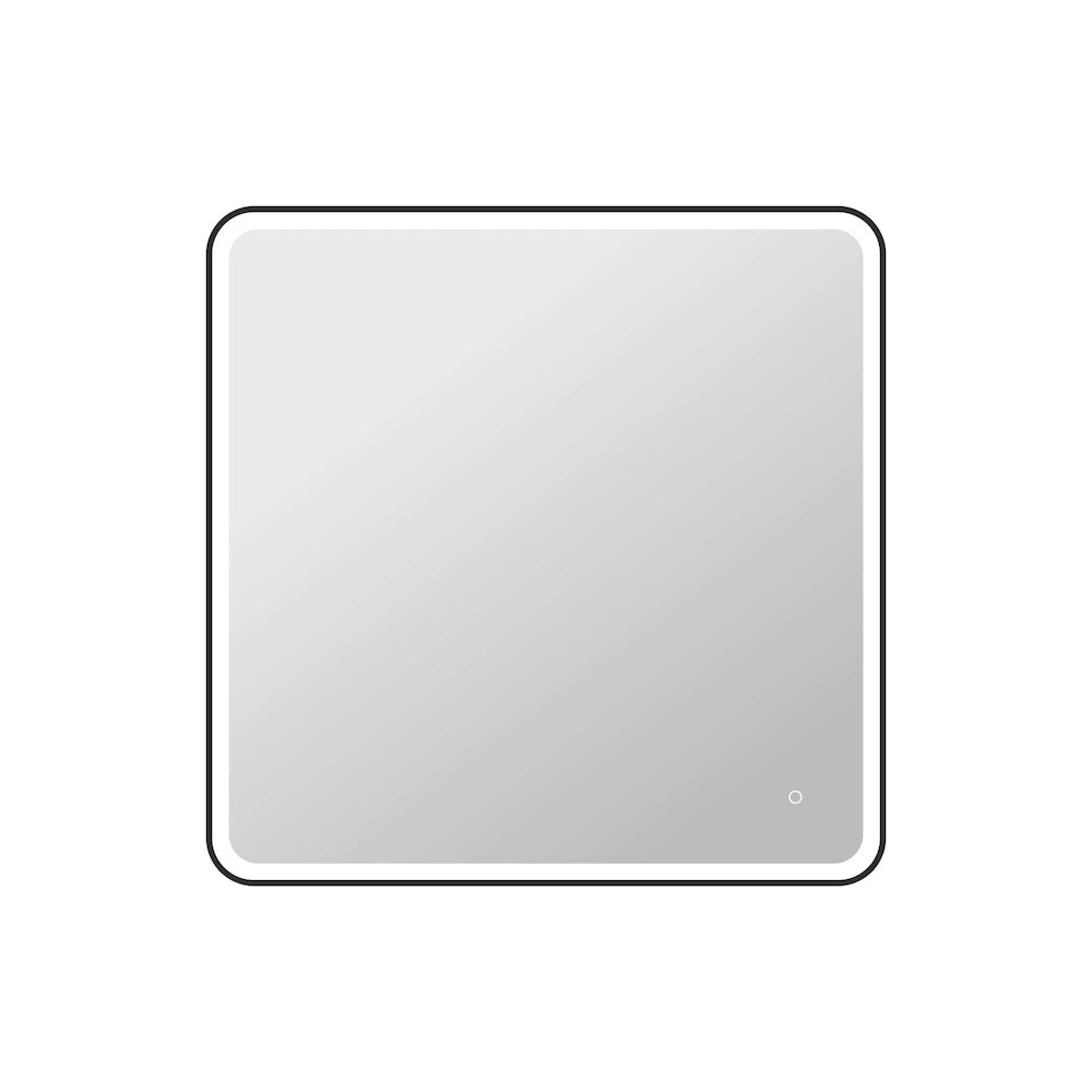 42 Round LED Front and Backlit Wall Mirror in Black. Picture 1