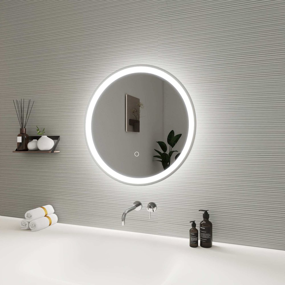 21 Round LED Front and Backlit Wall Mirror in Silver. Picture 5