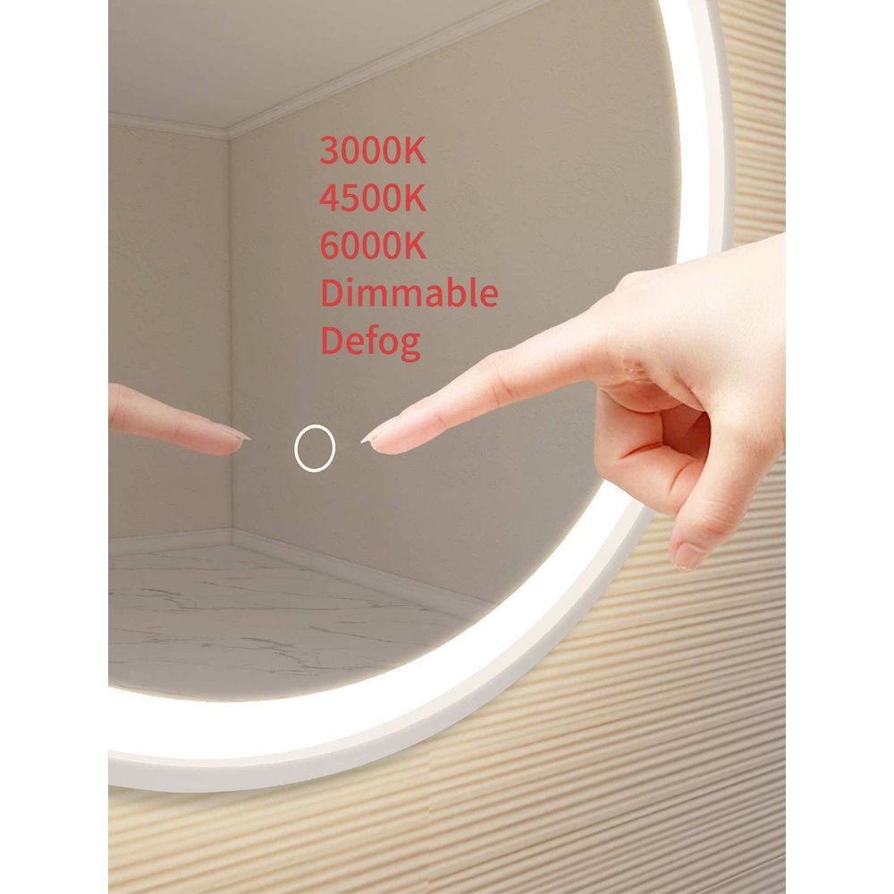 21 Round LED Front and Backlit Wall Mirror in Silver. Picture 8