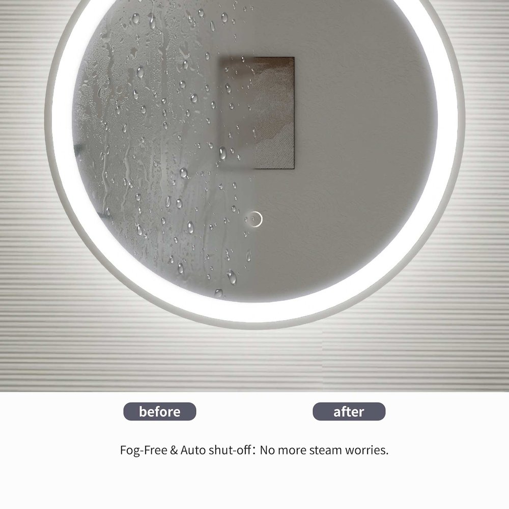 24 Round LED Front and Backlit Wall Mirror in Silver. Picture 15