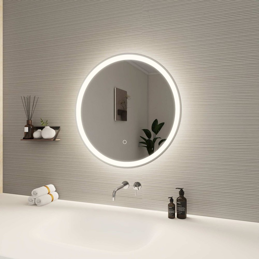 24 Round LED Front and Backlit Wall Mirror in Silver. Picture 3