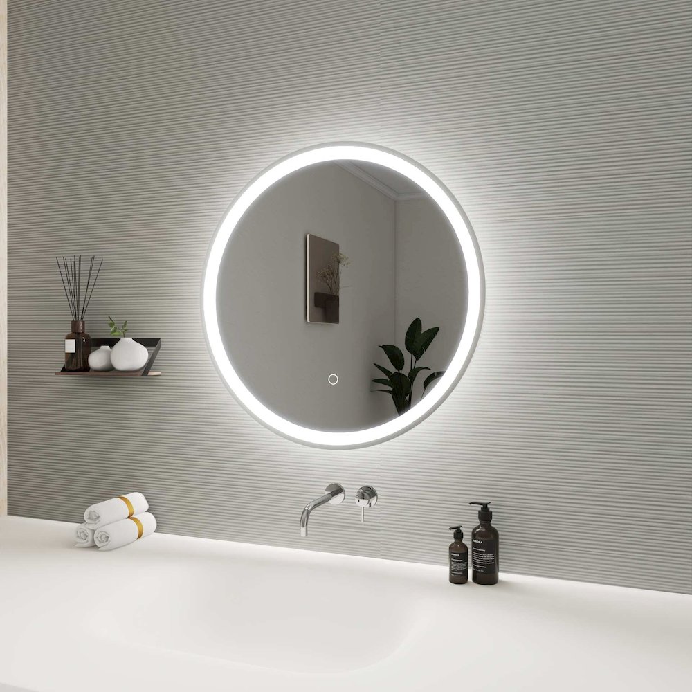 24 Round LED Front and Backlit Wall Mirror in Silver. Picture 5
