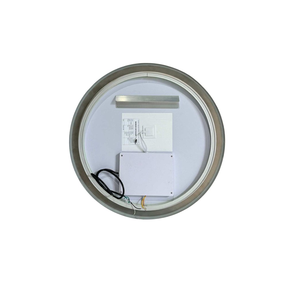 24 Round LED Front and Backlit Wall Mirror in Silver. Picture 7