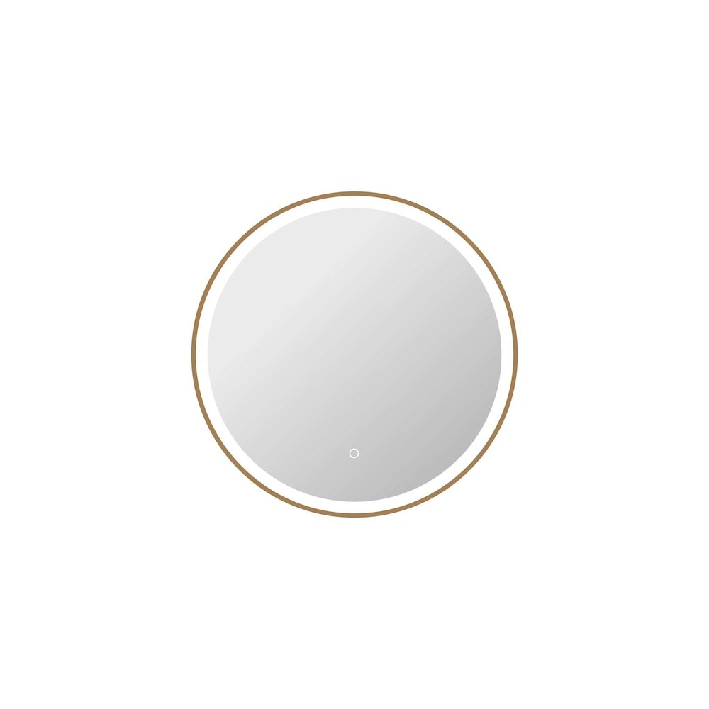 28 Round LED Front and Backlit Wall Mirror in Satin Gold. Picture 1