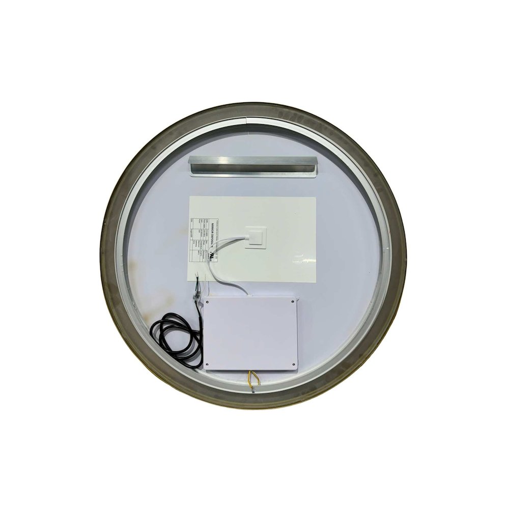 28 Round LED Front and Backlit Wall Mirror in Satin Gold. Picture 7