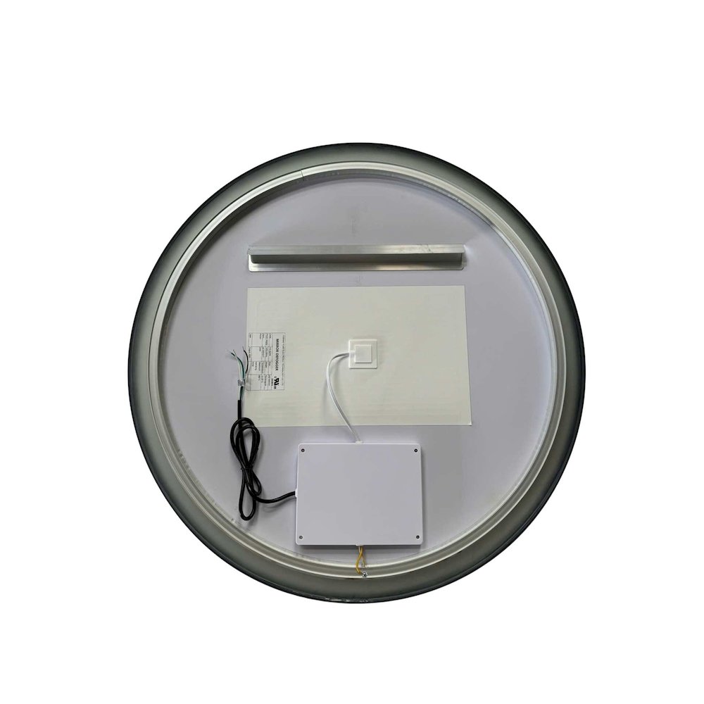 32 Round LED Front and Backlit Wall Mirror in Black. Picture 7