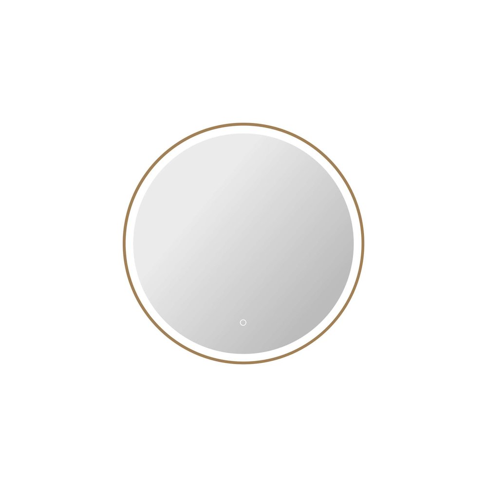 32 Round LED Front and Backlit Wall Mirror in Satin Gold. Picture 1