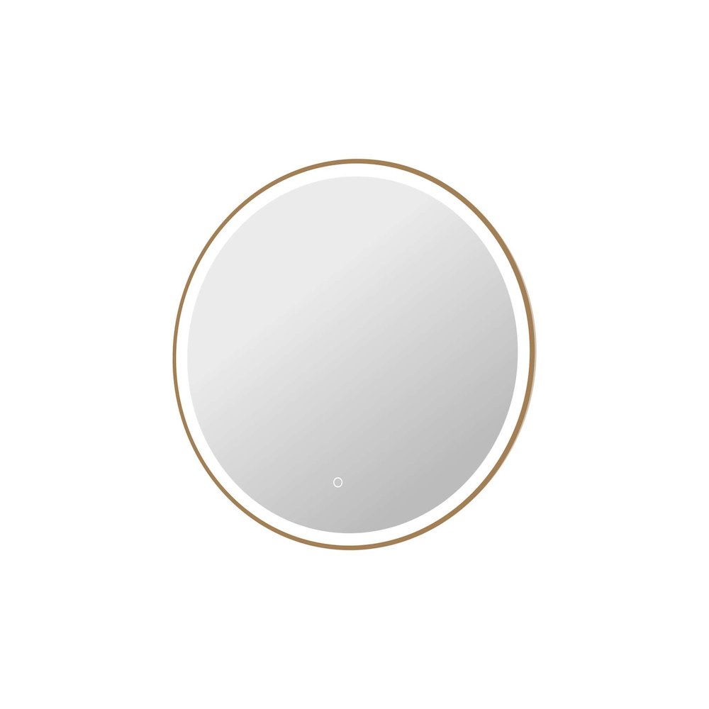 32 Round LED Front and Backlit Wall Mirror in Satin Gold. Picture 6