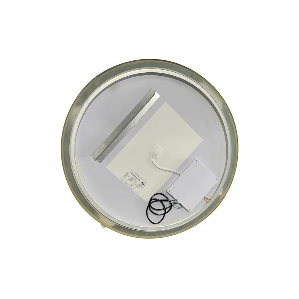 32 Round LED Front and Backlit Wall Mirror in Satin Gold. Picture 7