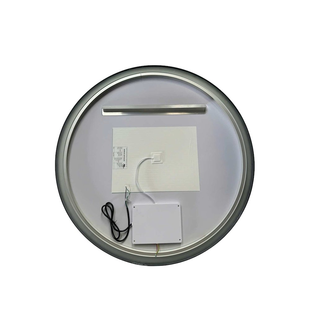 36 Round LED Front and Backlit Wall Mirror in Black. Picture 7