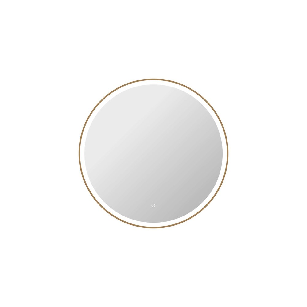 36 Round LED Front and Backlit Wall Mirror in Satin Gold. Picture 1