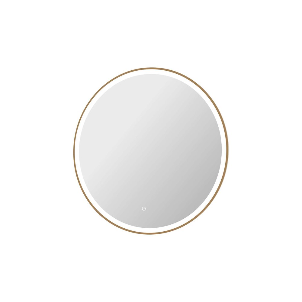 36 Round LED Front and Backlit Wall Mirror in Satin Gold. Picture 6