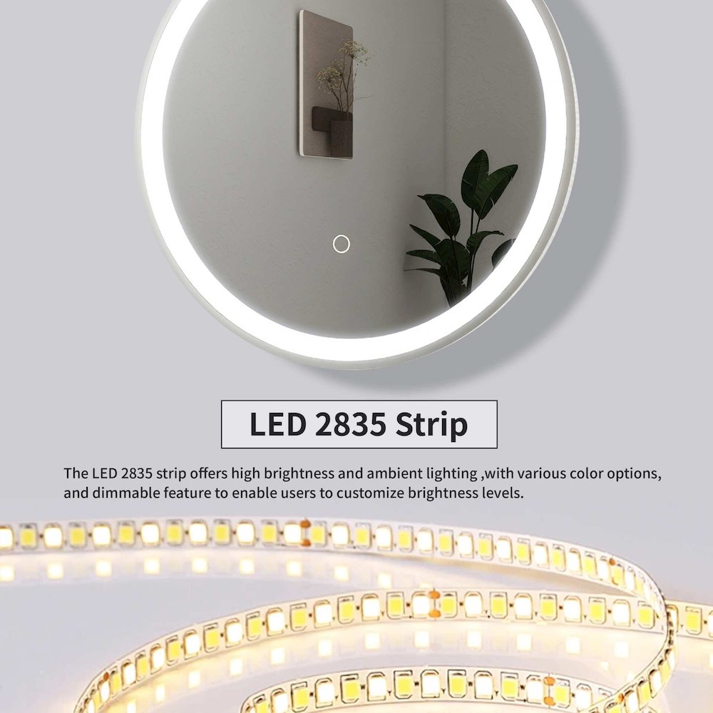 36 Round LED Front and Backlit Wall Mirror in Silver. Picture 16
