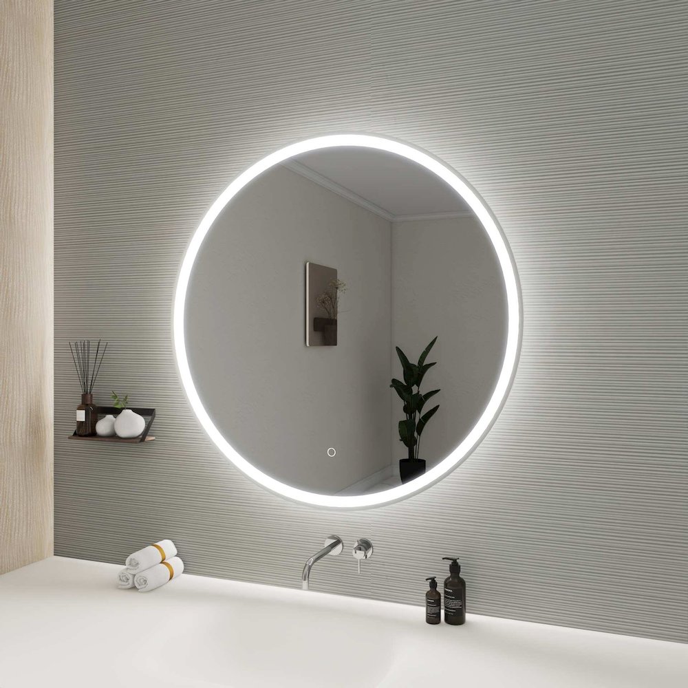 36 Round LED Front and Backlit Wall Mirror in Silver. Picture 5