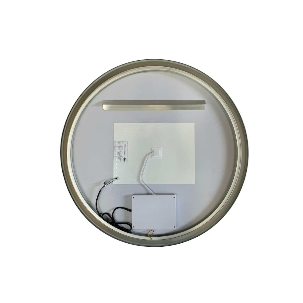 36 Round LED Front and Backlit Wall Mirror in Silver. Picture 7