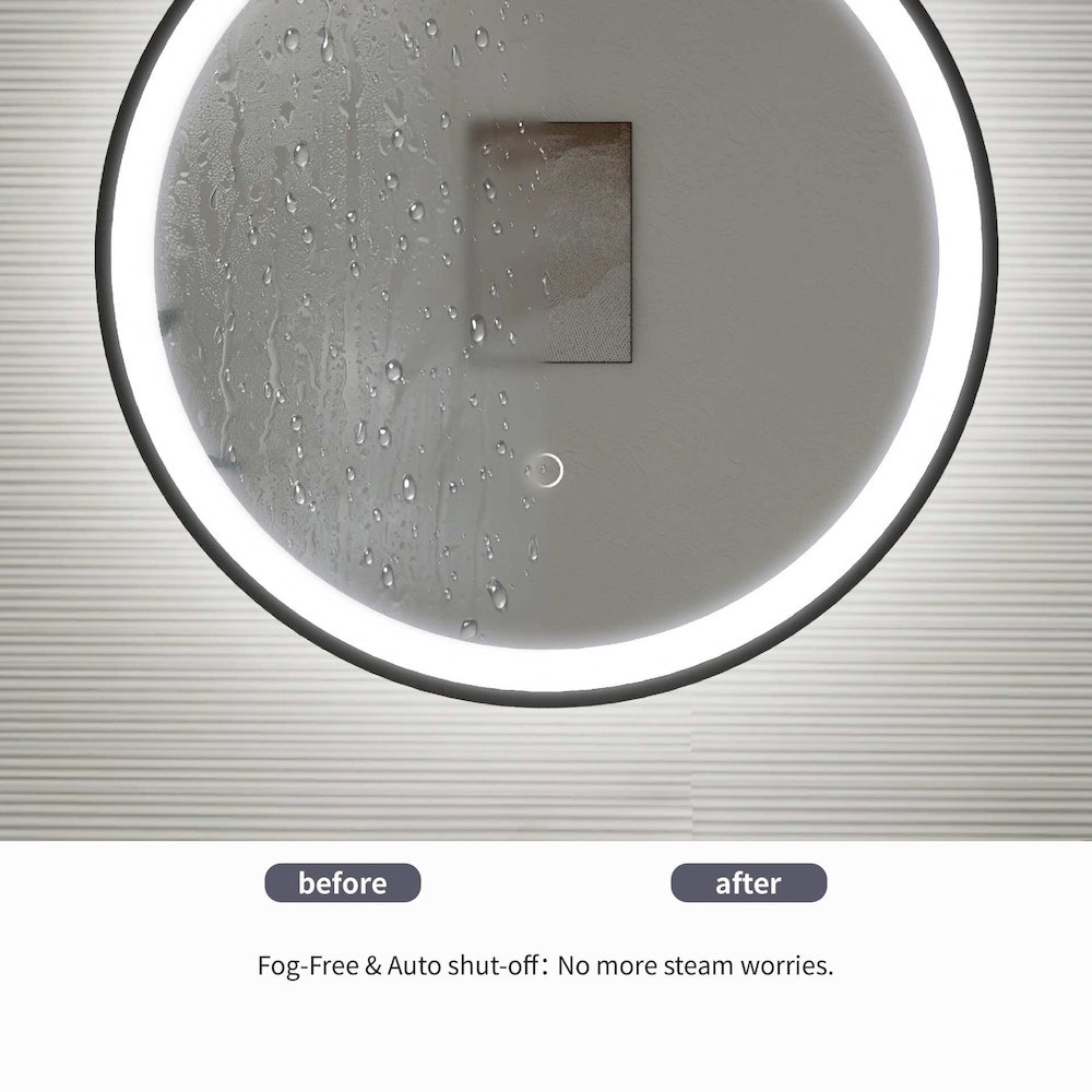 39 Round LED Front and Backlit Wall Mirror in Black. Picture 15