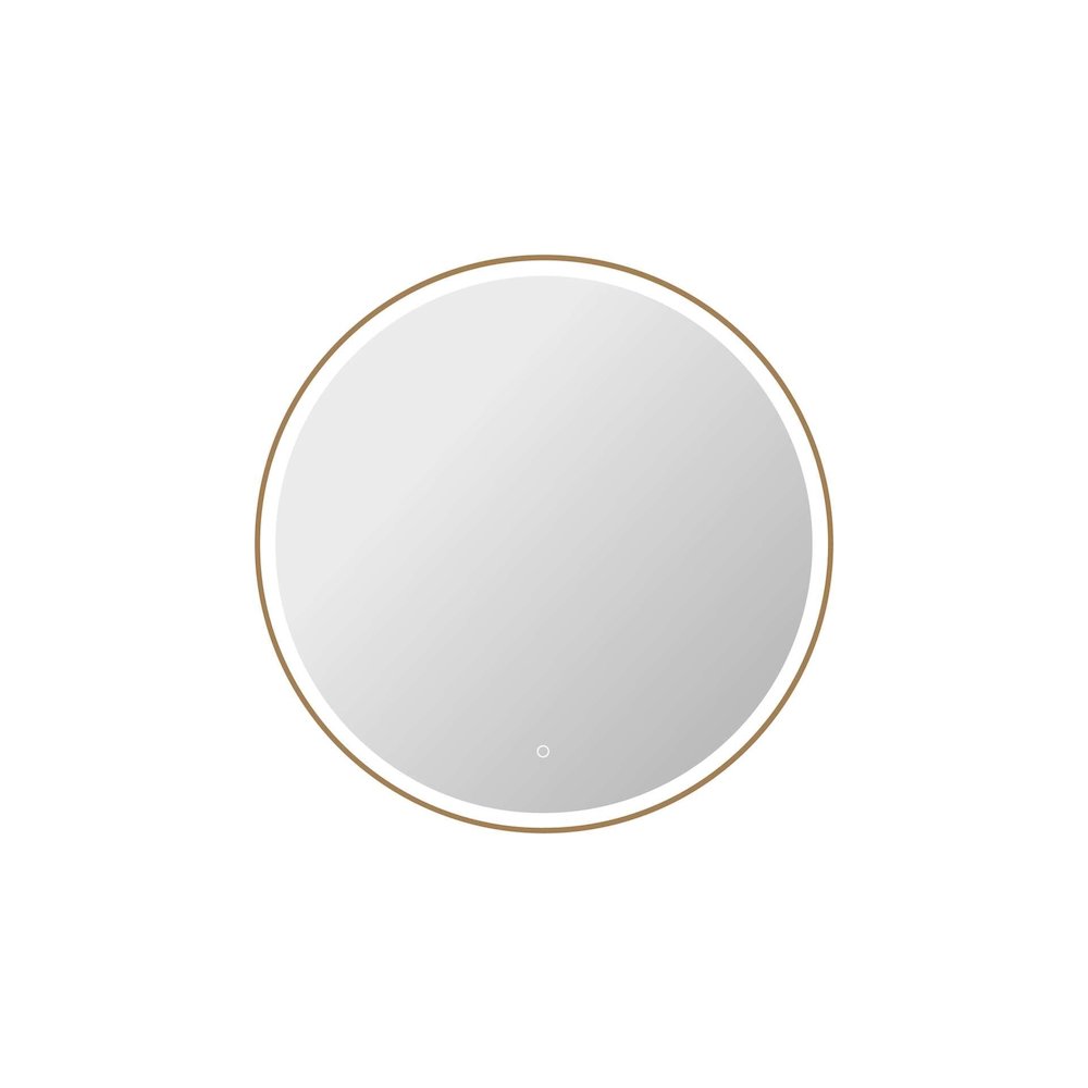 39 Round LED Front and Backlit Wall Mirror in Satin Gold. Picture 1